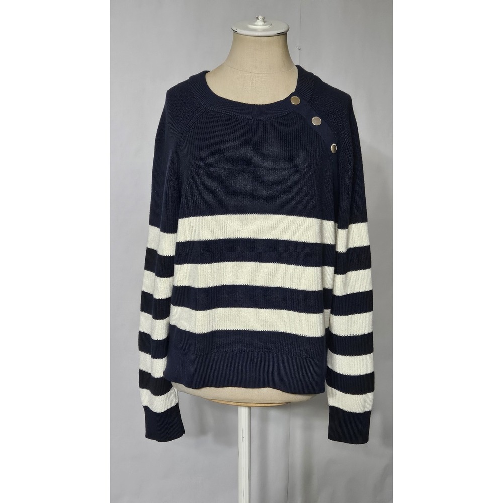 Michael Michael Kors Striped Pullover Button Shoulder Sweater
